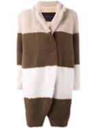 Blancha Colour Block Striped Coat, Women's, Size: 40, Brown, Sheep Skin/shearling