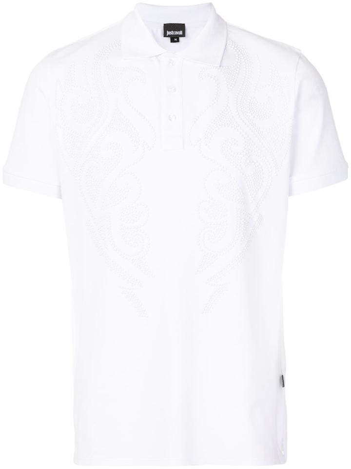 Just Cavalli Embossed Design Polo Shirt - White