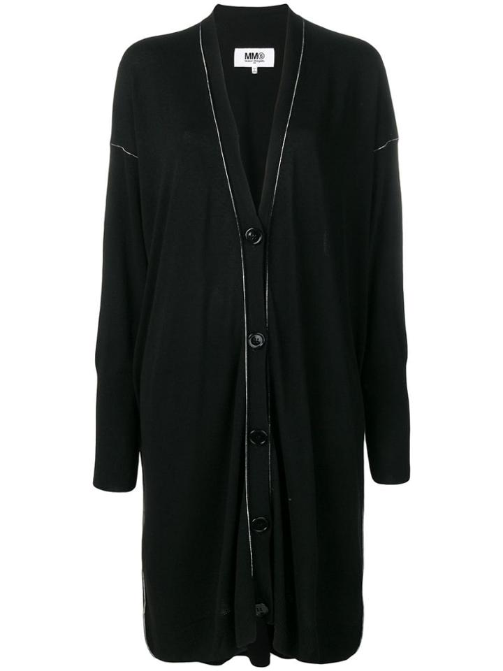 Mm6 Maison Margiela Contrast Stitch Cardi-coat - Black