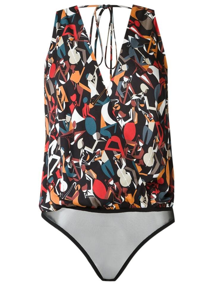 Andrea Marques Printed Bodysuit, Women's, Size: 36, Black, Viscose