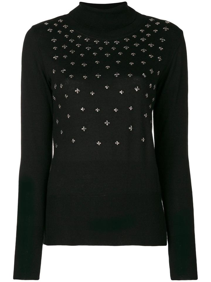 Gaelle Bonheur Studded Turtleneck Sweater - Black