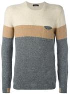 Roberto Collina Colour Block Sweater, Men's, Size: 48, Nude/neutrals, Nylon/camel Hair/merino