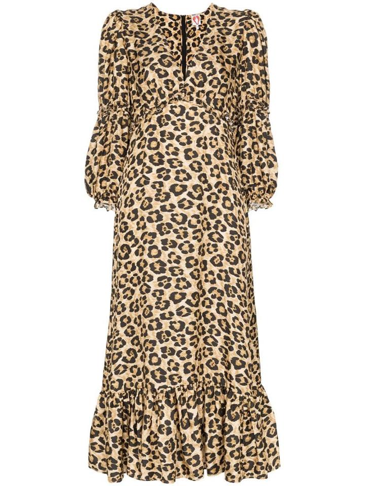 Shrimps Rosemary Leopard-print Midi Dress - Brown