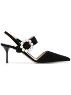 Miu Miu Slingback Pointed Toe Pumps - Black