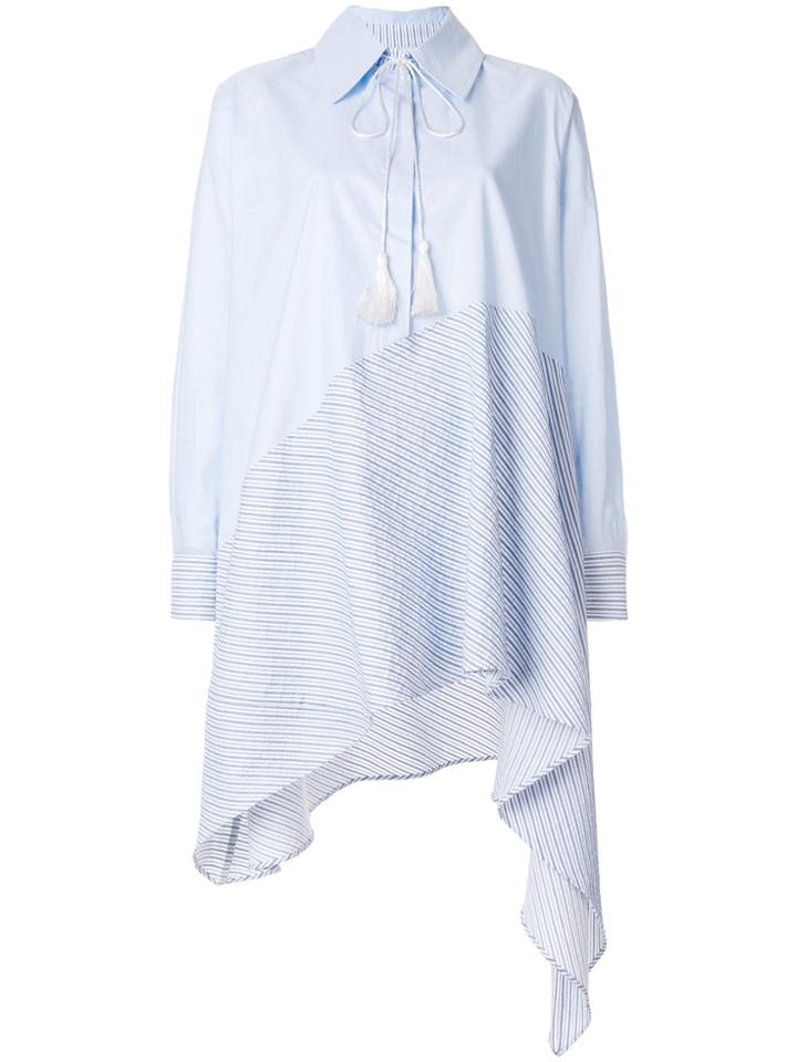 Ava Adore Striped Asymmetric Hem Shirt Dress - Blue