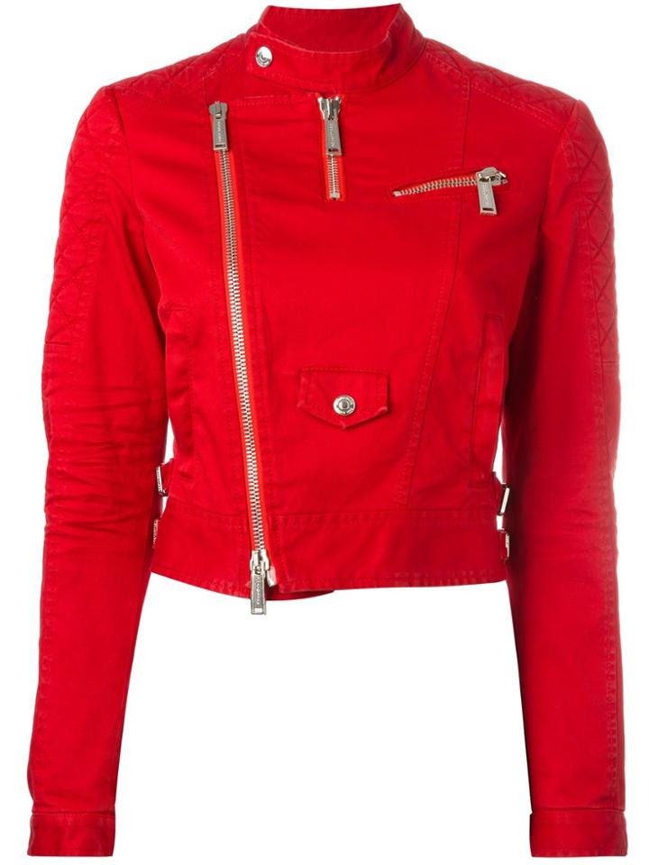 Dsquared2 Cropped Twill Biker Jacket