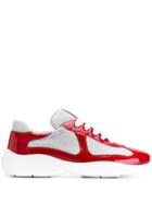 Prada Contrast Panel Low Sneakers - Red