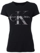 Calvin Klein Jeans Logo Print T-shirt, Women's, Size: Small, Black, Cotton/spandex/elastane