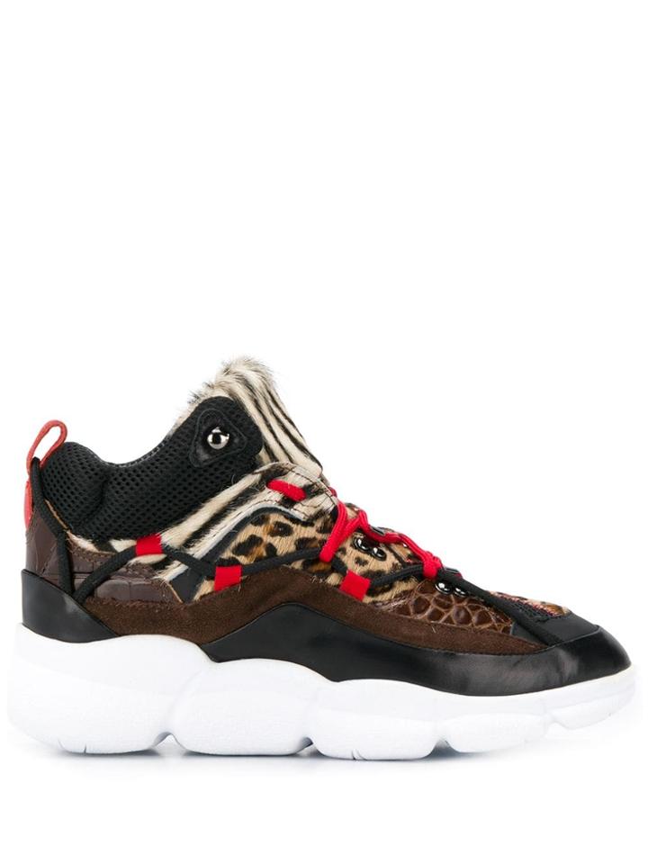 Polly Plume Animal Patchwork Sneakers - Black