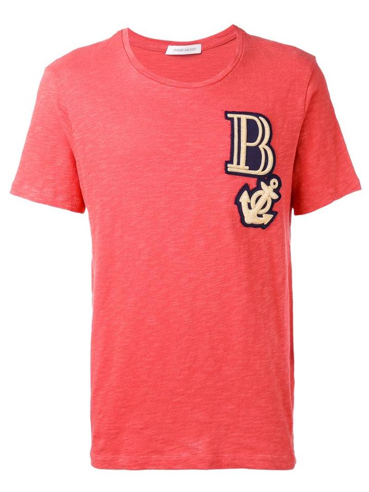 Pierre Balmain Anchor Patch T-shirt, Men's, Size: 46, Red, Cotton