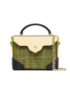 Manu Atelier Yellow And Black Micro Bold Linen Leather Shoulder Bag -