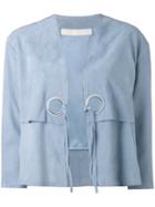 Drome - Lace-up Jacket - Women - Calf Leather/acetate/cupro - M, Blue, Calf Leather/acetate/cupro