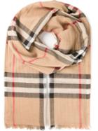 Burberry Checked Scarf, Women's, Nude/neutrals, Silk/wool