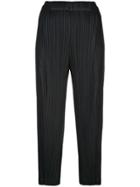 Pleats Please Issey Miyake High Waisted Pleated Trousers - Black
