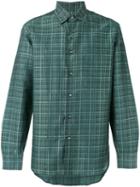 Brioni Checked Shirt, Men's, Size: Xl, Green, Cotton/linen/flax