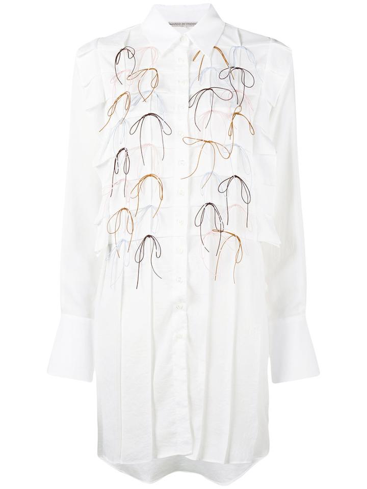 Marco De Vincenzo - Pleated Bow Shirt Dress - Women - Polyester - 40, White, Polyester