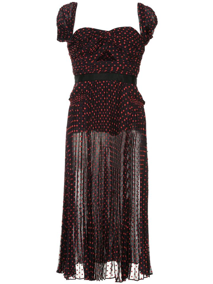 Self-portrait Polka Dot Bandeau Dress - Blue