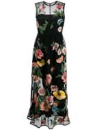 Red Valentino Poppy Embroidery Macramé Dress - Black