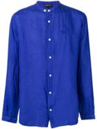 Emporio Armani Grandad Collar Shirt - Blue