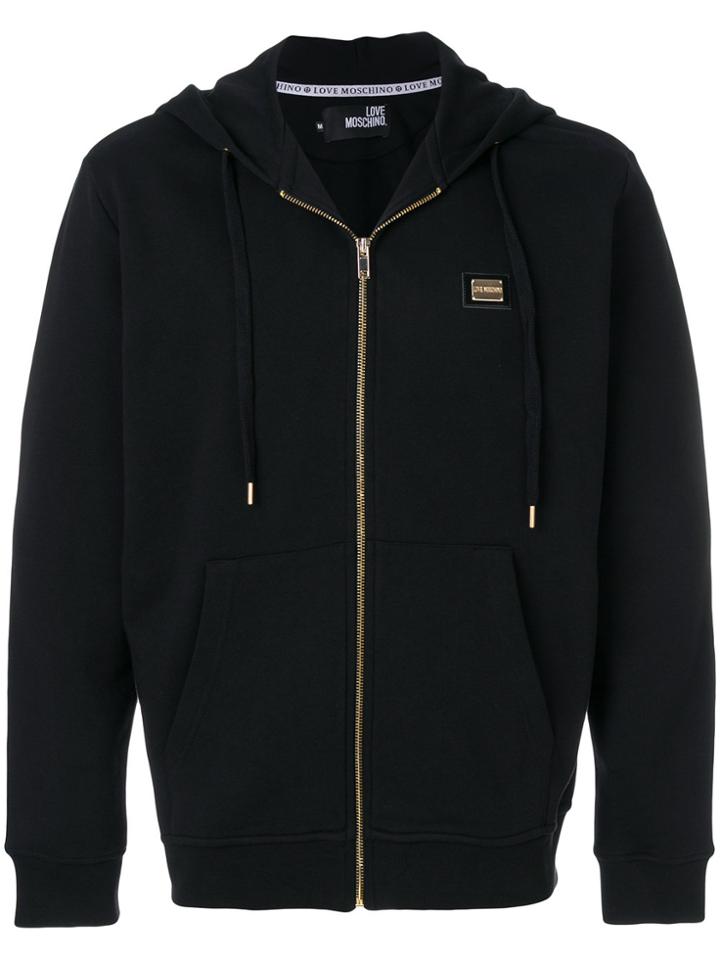 Love Moschino Logo Plaque Detail Hoody - Black