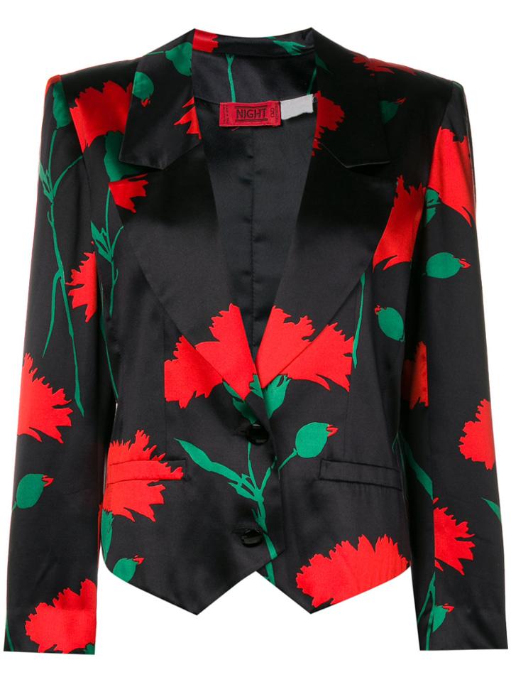 Valentino Vintage Floral Print Blazer - Black