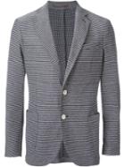 Eleventy Textured Striped Blazer, Men's, Size: 58, Blue, Cotton