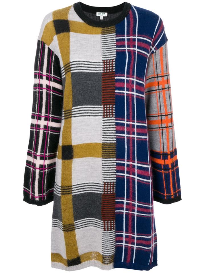 Kenzo Contrast Check Knitted Dress - Multicolour