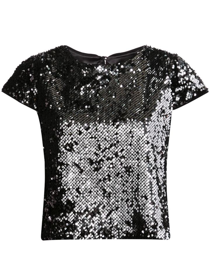 Milly Sequin Short Sleeve Top - Silver