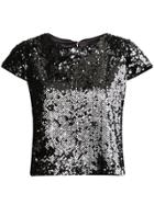 Milly Sequin Short Sleeve Top - Silver