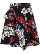 Msgm Floral Print Ruffled Skirt, Women's, Size: 40, Black, Polyester/viscose