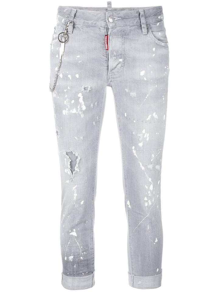 Dsquared2 - Glam Head Distressed Jeans - Women - Cotton/polyester/spandex/elastane - 38, Grey, Cotton/polyester/spandex/elastane