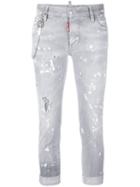 Dsquared2 - Glam Head Distressed Jeans - Women - Cotton/polyester/spandex/elastane - 38, Grey, Cotton/polyester/spandex/elastane