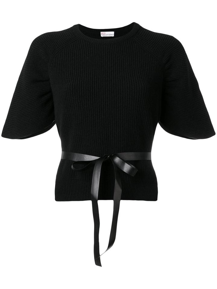 Red Valentino Belted Flared Sleeved Top - Black