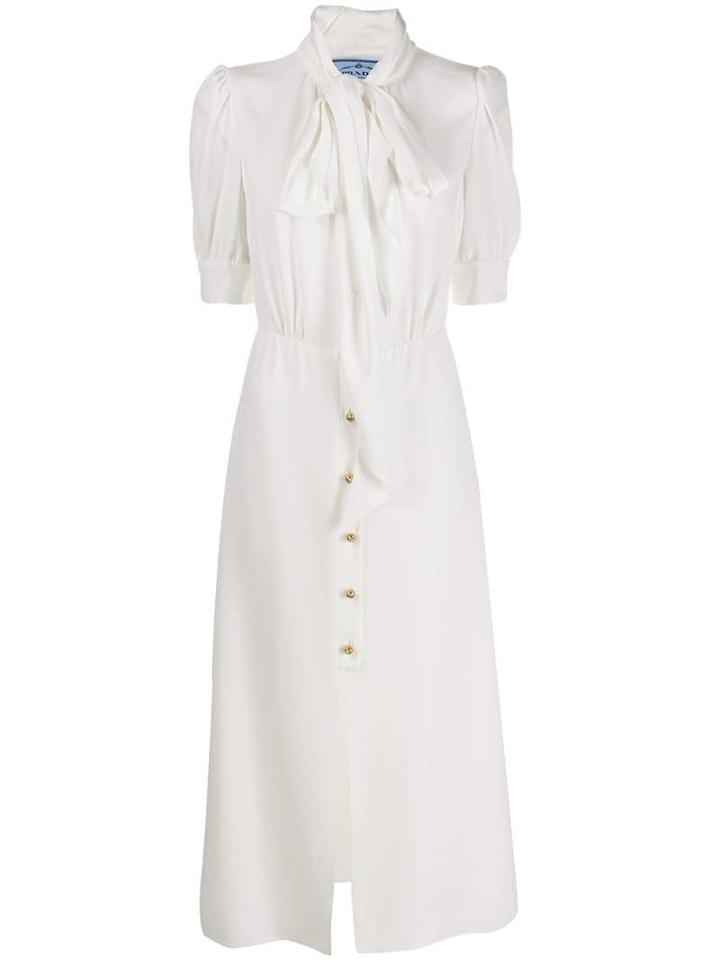 Prada Embellished Buttoned Dress - White