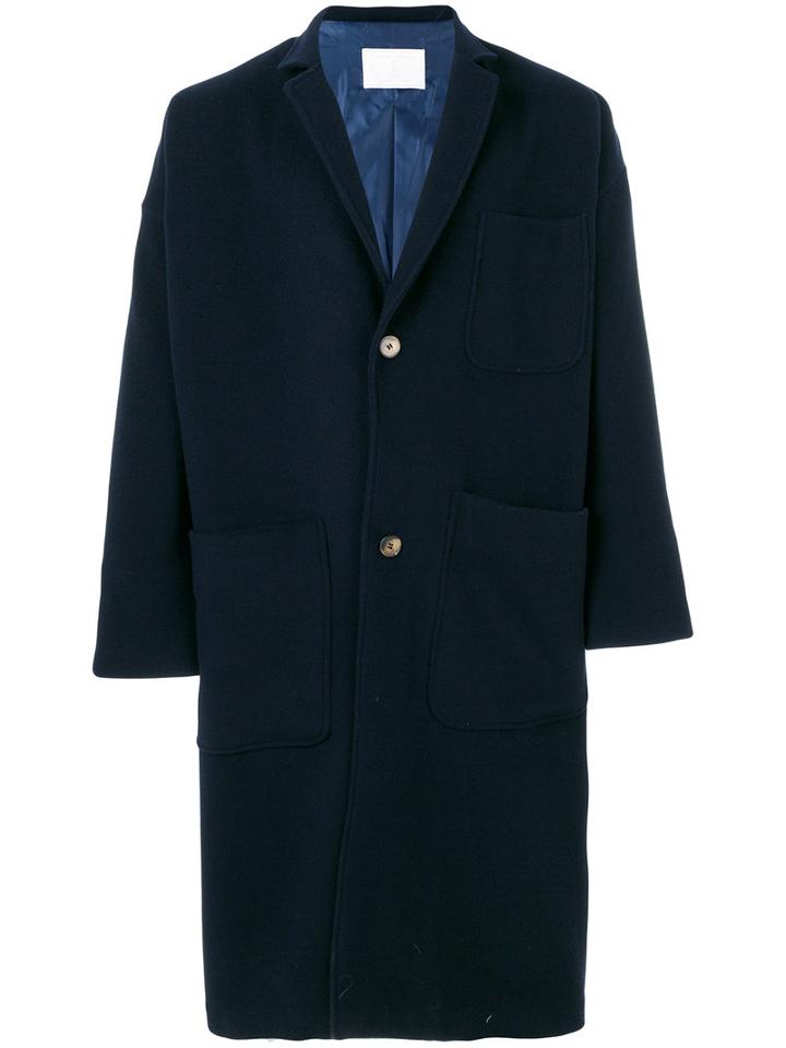 Société Anonyme - Loose-fit Long Coat - Unisex - Viscose/wool - L, Blue, Viscose/wool