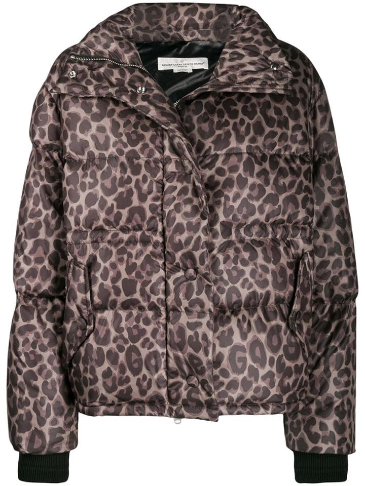 Golden Goose Leopard Print Puffer Jacket - Brown