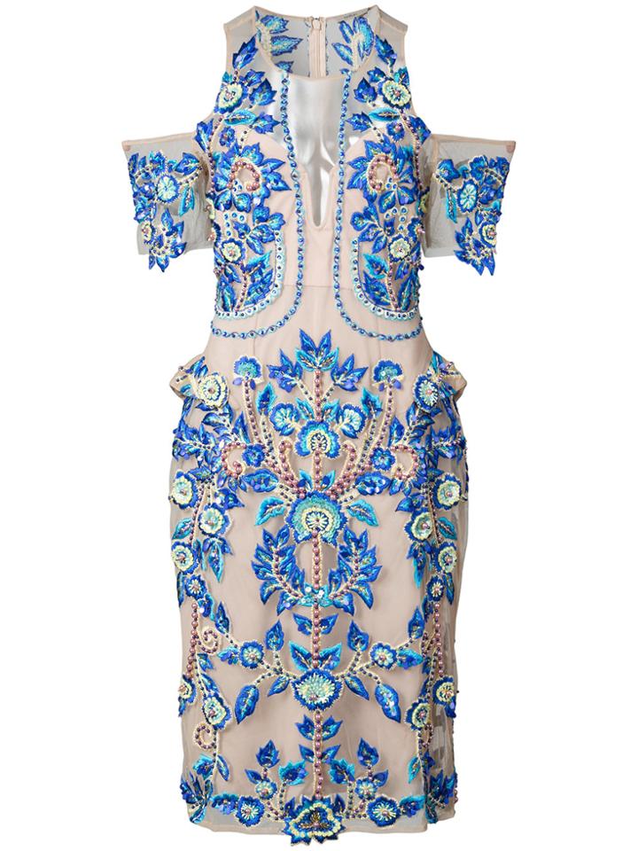 Thurley Embroidered Midi Dress - Blue