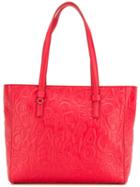 Salvatore Ferragamo Textured Tote Bag, Women's, Red, Lamb Skin