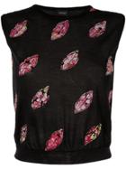 Giambattista Valli Lip Appliqué Top - Black