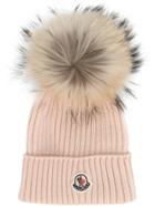 Moncler Kids Classic Knitted Beanie Hat - Pink & Purple