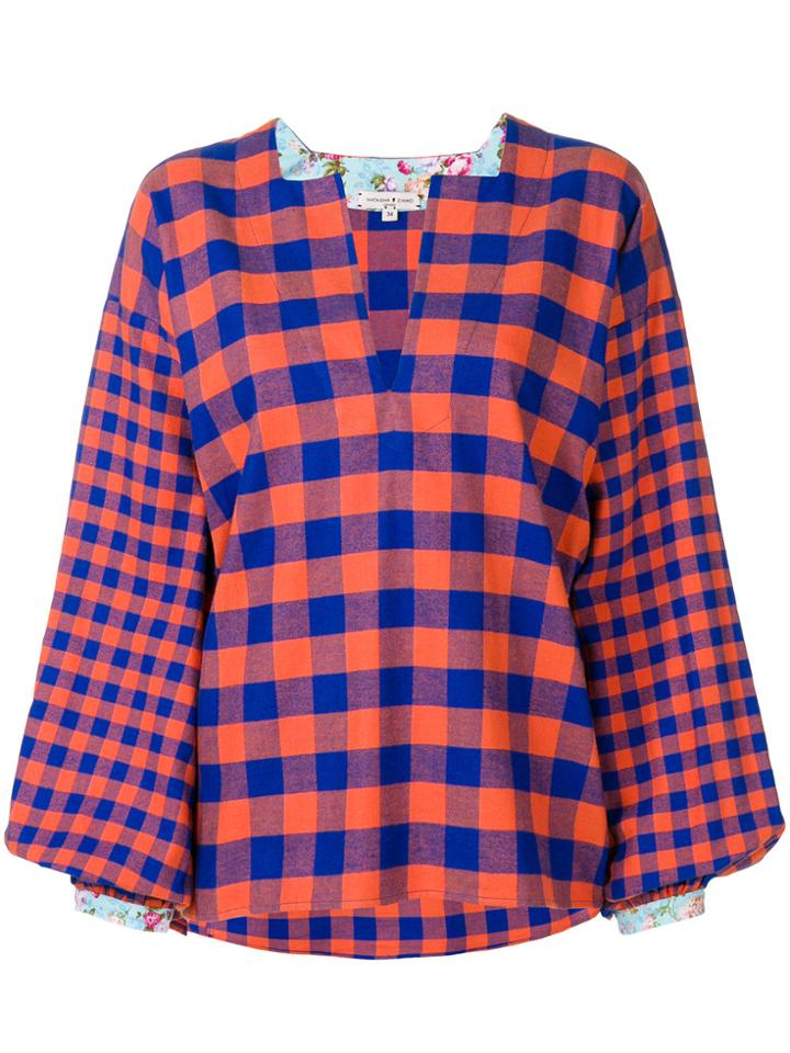 Natasha Zinko Check Flared Shirt - Yellow & Orange