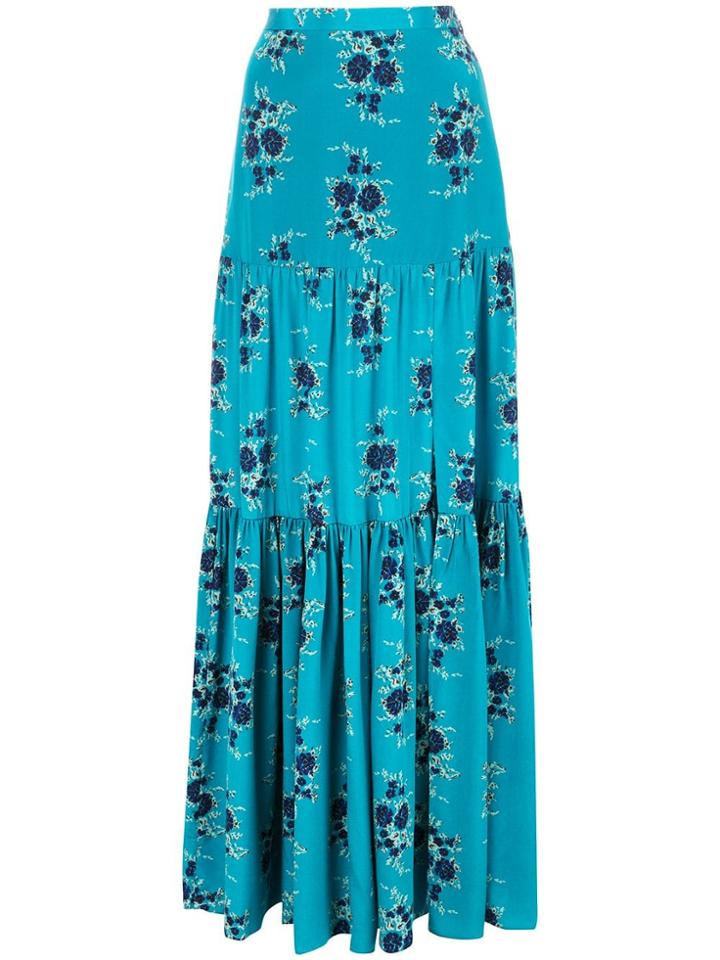 Veronica Beard Floral Maxi Skirt - Blue