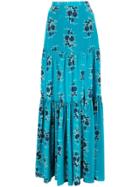 Veronica Beard Floral Maxi Skirt - Blue