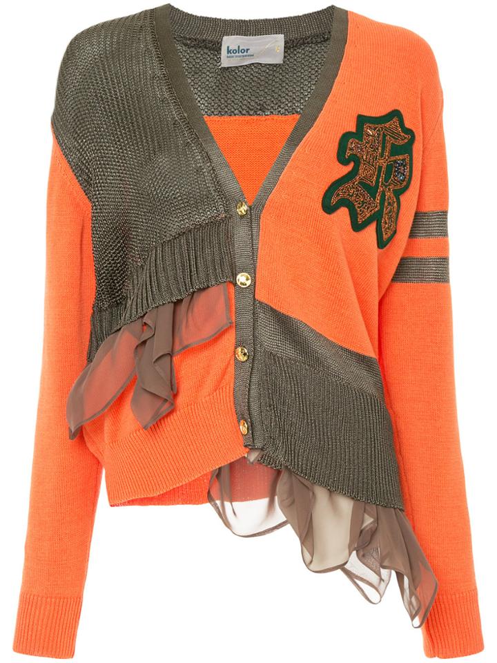 Kolor Slouchy Patchwork Cardigan - Yellow & Orange