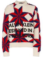 Calvin Klein 205w39nyc Star And Logo Wool Knit Sweater - White