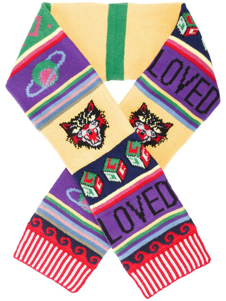 Gucci - Striped Symbols Scarf - Women - Wool - One Size, Wool