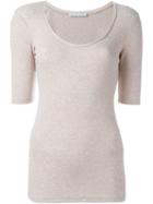 Fabiana Filippi Rib Knit T-shirt, Women's, Size: 46, Pink/purple, Cotton/polyester/spandex/elastane/polyamide