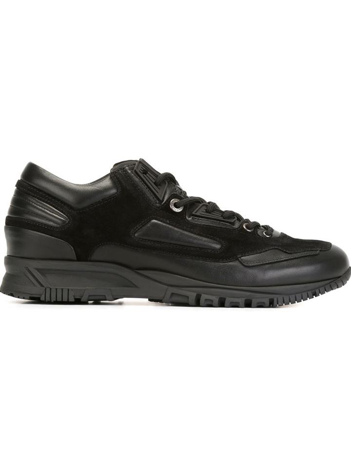 Lanvin Paneled Sneakers, Men's, Size: 5, Black, Calf Leather/leather/suede/rubber