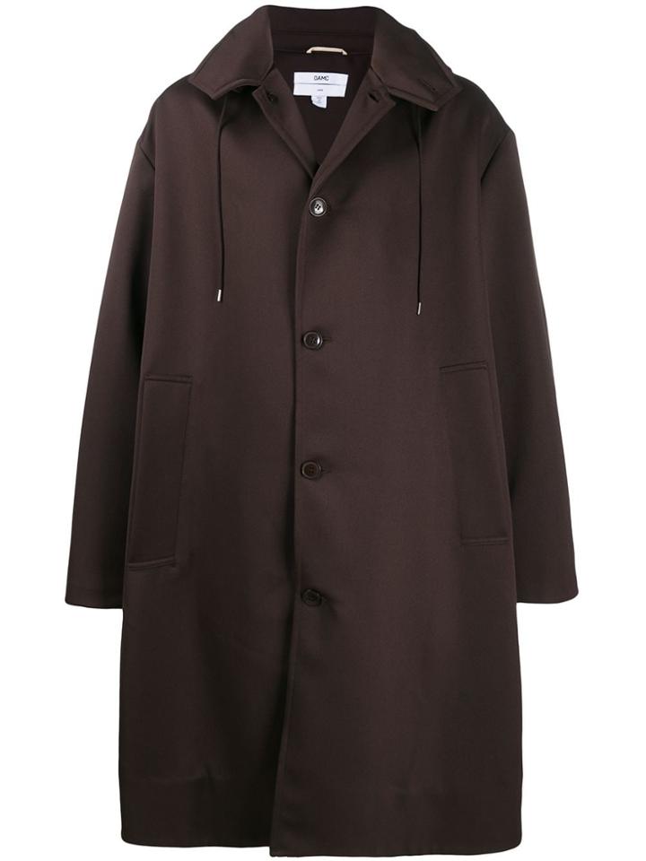 Oamc Single-breasted Zipped Hood Coat - Brown