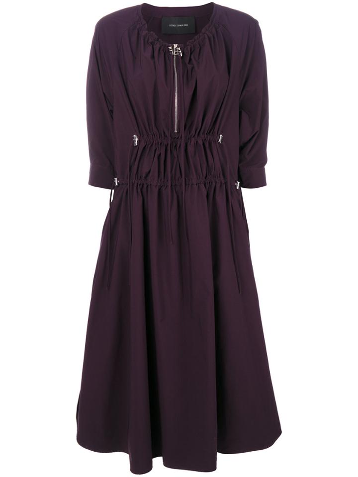 Cédric Charlier Zipped Neck Dress - Pink & Purple